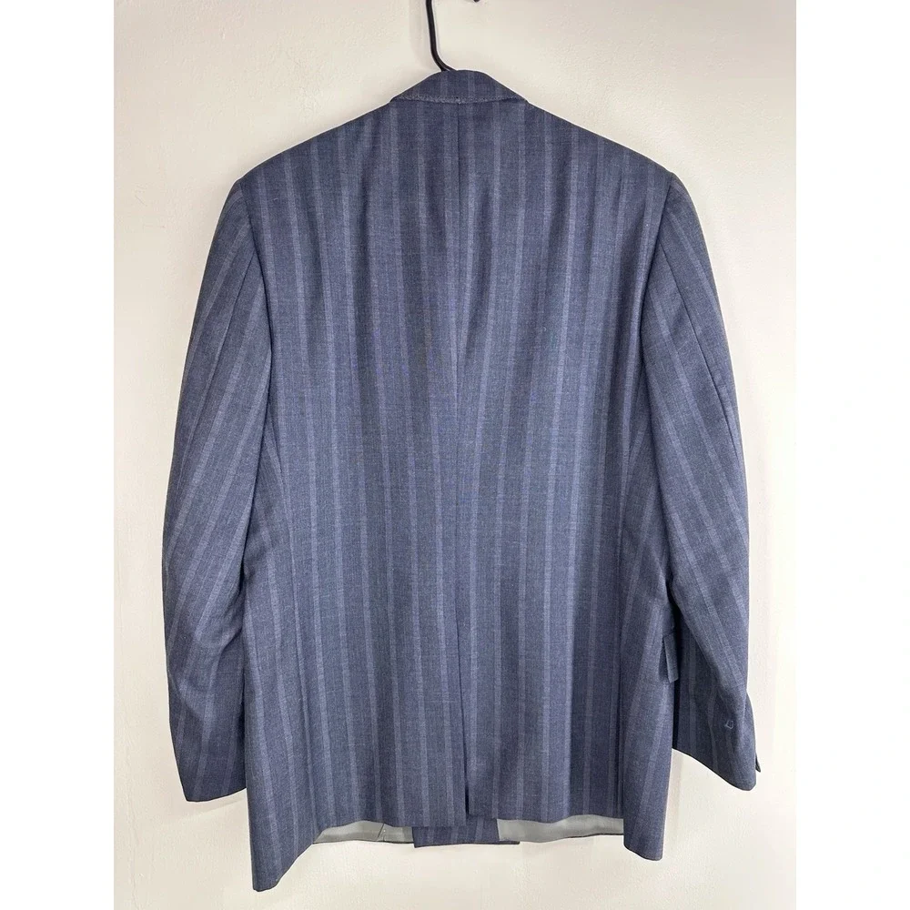 VTG 80s Alexander Julian SIZE 42R Pinstripe Navy Double Breasted 100% Wool USA